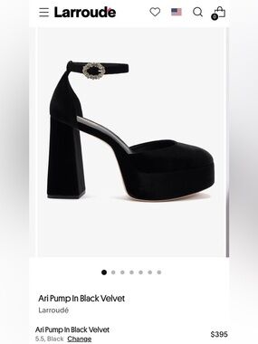 Larroude Ari Black platform pump
Velvet Crystal-Ankle Strap NWT